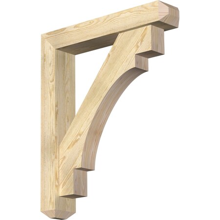 Ekena Millwork Merced Craftsman Rough Sawn Bracket w/ Offset Brace, Douglas Fir, 6"W x 32"D x 38"H BKT0604X32X38MRC04RDF